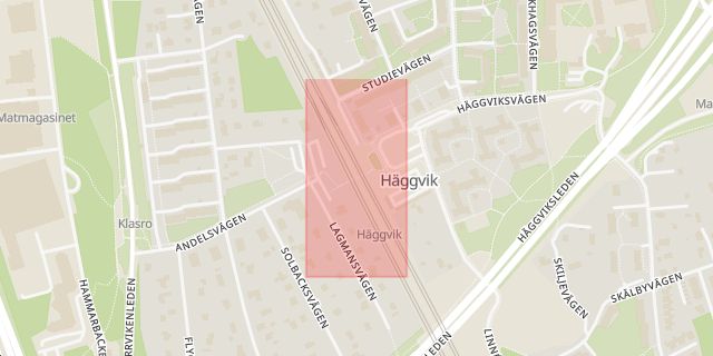 Karta som med röd fyrkant ramar in Häggvik, Häggviks Station, Sollentuna, Stockholms län