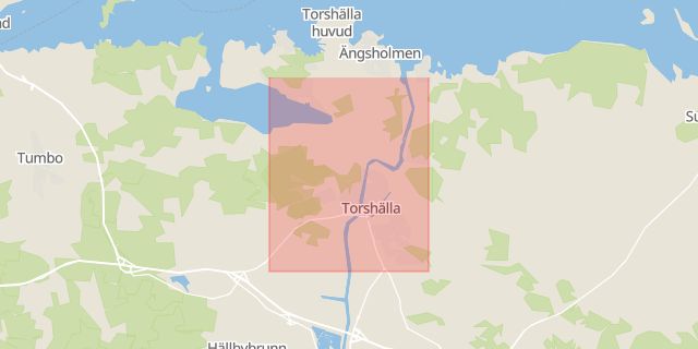 Karta som med röd fyrkant ramar in Torshälla, Eskilstuna, Södermanlands län