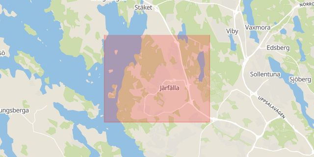 Karta som med röd fyrkant ramar in Trafikplats Jakobsberg, Stockholm, Järfälla, Stockholms län
