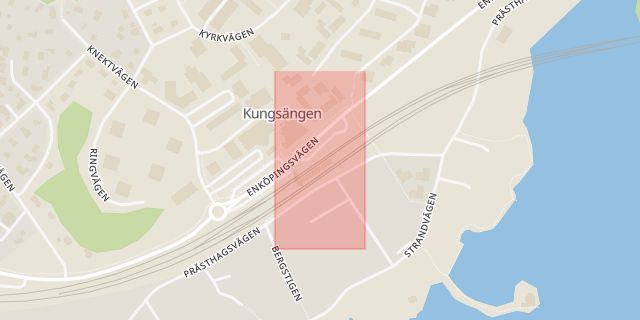 Karta som med röd fyrkant ramar in Kungsängens Station, Upplands-bro, Stockholms län