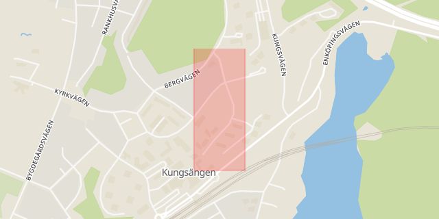 Karta som med röd fyrkant ramar in Kungsängen, Östervägen, Upplands-Bro, Stockholms län