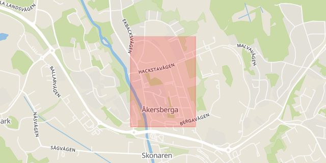 Karta som med röd fyrkant ramar in Storängsvägen, Österåker, Stockholms län