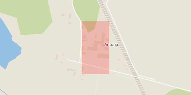 Karta som med röd fyrkant ramar in Antuna, Upplands väsby, Stockholms län