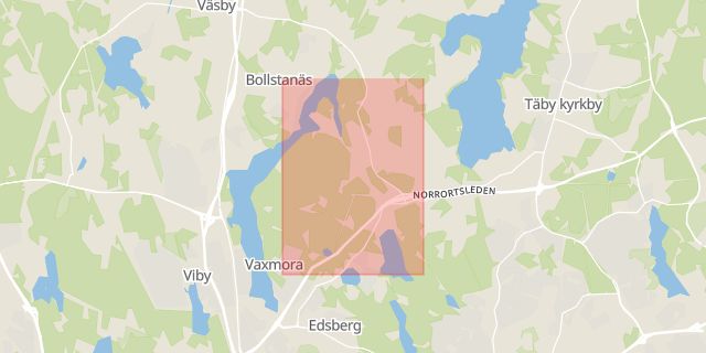 Karta som med röd fyrkant ramar in Fornboda, Upplands väsby, Stockholms län