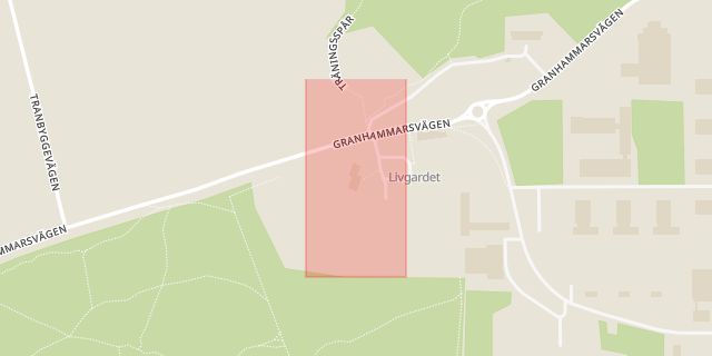Karta som med röd fyrkant ramar in Granhammarsvägen, Hallonvägen, Kungsängen, Upplands-bro, Stockholms län