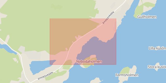 Karta som med röd fyrkant ramar in Nyboda, Hässleholm, Stockholms län