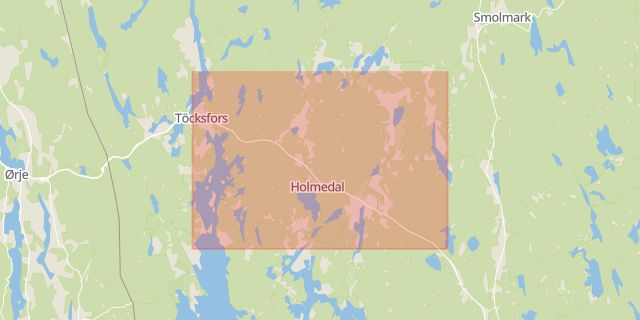Karta som med röd fyrkant ramar in Rymmen, Holmedal, Årjäng, Värmlands län