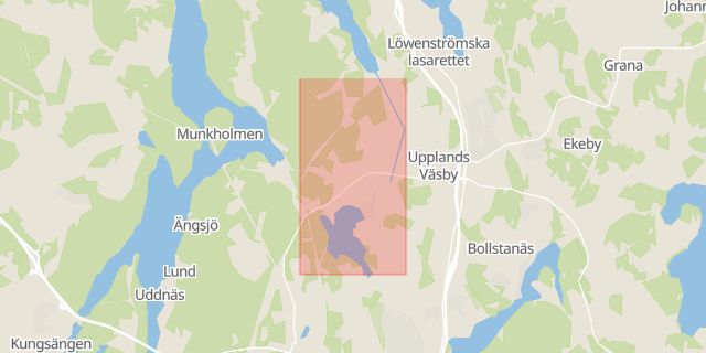 Karta som med röd fyrkant ramar in Runby, Upplands väsby, Stockholms län