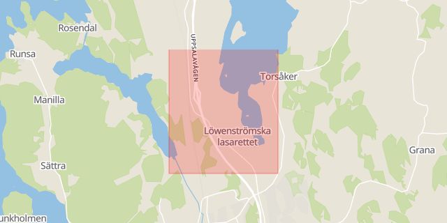Karta som med röd fyrkant ramar in Holmen, Upplands väsby, Stockholms län