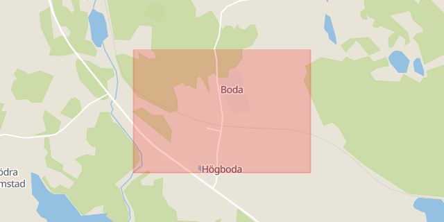 Karta som med röd fyrkant ramar in Högboda, Kil, Värmlands län