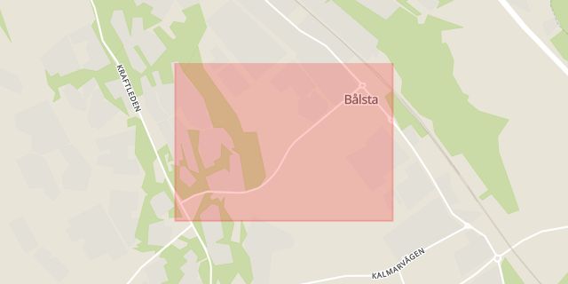 Karta som med röd fyrkant ramar in Centrumleden, Bålsta, Håbo, Uppsala län