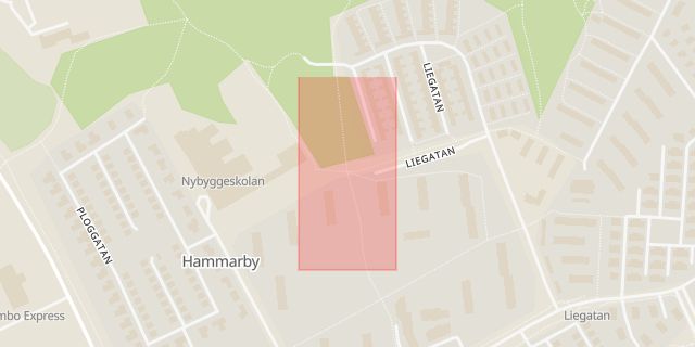 Karta som med röd fyrkant ramar in Hammarby, Råby, Västerås, Västmanlands län