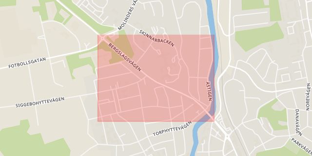 Karta som med röd fyrkant ramar in Bergslagsvägen, Lindesberg, Örebro län