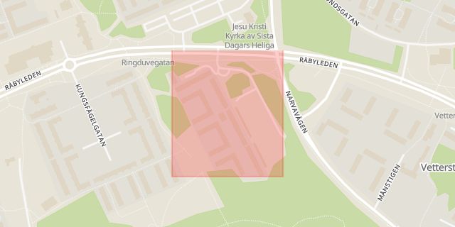 Karta som med röd fyrkant ramar in Morkullegatan, Västerås, Västmanlands län