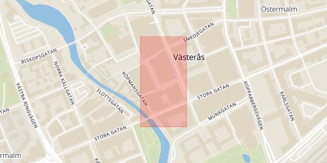 Karta som med röd fyrkant ramar in Frälsningsarmén, Västerås, Västmanlands län