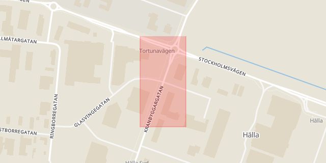 Karta som med röd fyrkant ramar in Talltorp, Hälla, Västerås, Västmanlands län