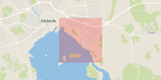 Karta som med röd fyrkant ramar in Björnövägen, Västerås, Västmanlands län