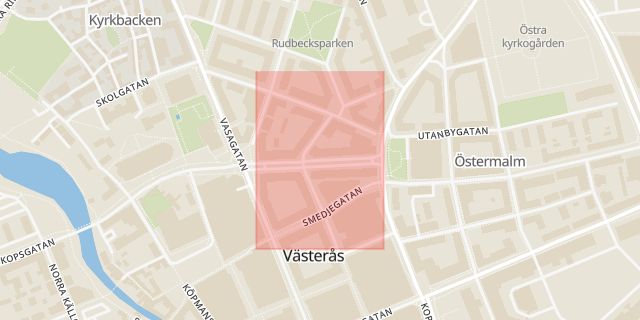 Karta som med röd fyrkant ramar in Best Western, Domkyrkoesplanaden, Västerås, Västmanlands län