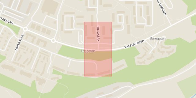 Karta som med röd fyrkant ramar in Valsta, Frejgatan, Märsta, Sigtuna, Stockholms län