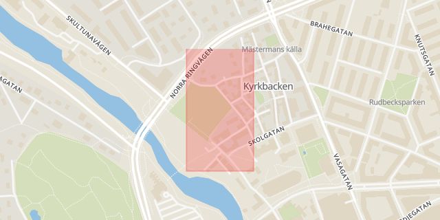 Karta som med röd fyrkant ramar in Blåsbo, Västerås, Västmanlands län