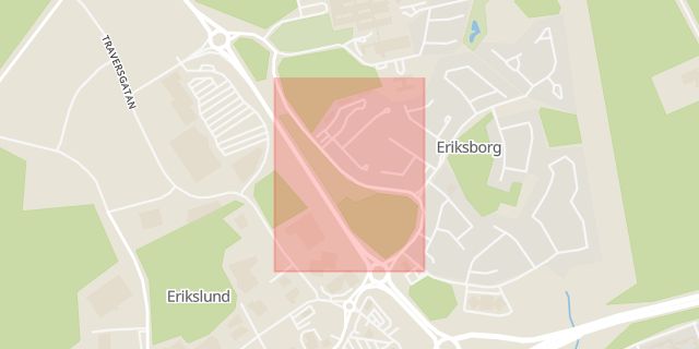 Karta som med röd fyrkant ramar in Erikslund, Västerås, Västmanlands län