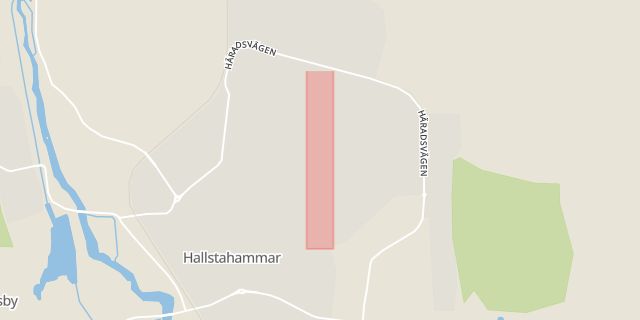 Karta som med röd fyrkant ramar in Snevringevägen, Hallstahammar, Västmanlands län