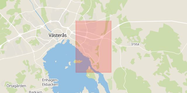 Karta som med röd fyrkant ramar in Viksäng, Västerås, Västmanlands län