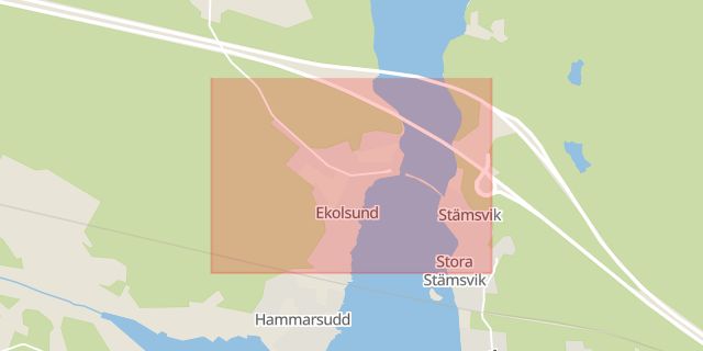 Karta som med röd fyrkant ramar in Ekolsund, Bålsta, Enköping, Uppsala län
