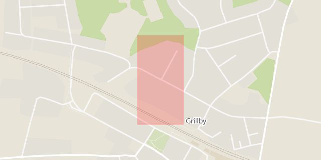 Karta som med röd fyrkant ramar in Grillby, Enköping, Uppsala län