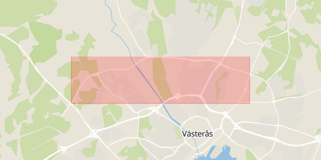 Karta som med röd fyrkant ramar in Norrleden, Västerås, Västmanlands län