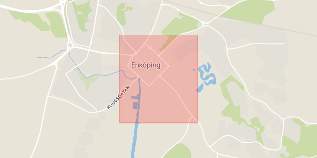 Karta som med röd fyrkant ramar in Torggatan, Enköping, Uppsala län
