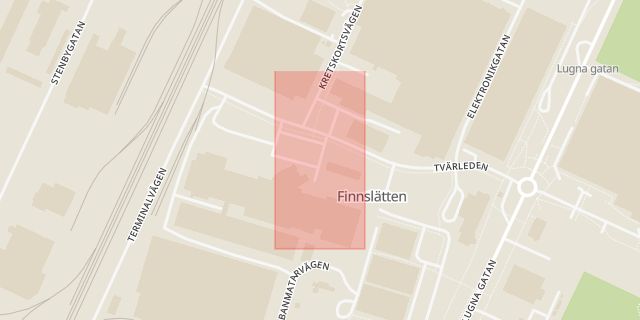 Karta som med röd fyrkant ramar in Teknikvägen, Västerås, Västmanlands län