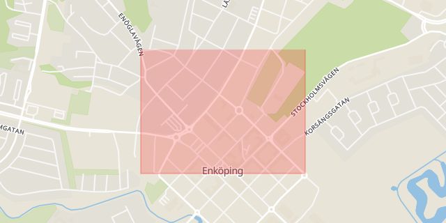 Karta som med röd fyrkant ramar in Tullgatan, Enköping, Uppsala län