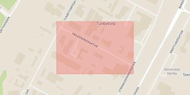 Karta som med röd fyrkant ramar in Friledningsgatan, Västerås, Västmanlands län