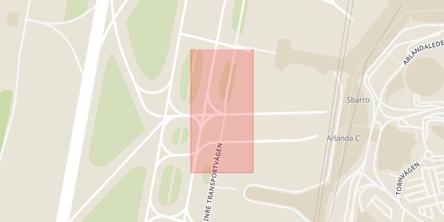 Karta som med röd fyrkant ramar in Trafikplats Arlanda, Sigtuna, Stockholms län