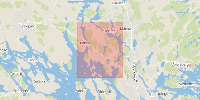 Karta som med röd fyrkant ramar in Upplands-bro, Stockholms län