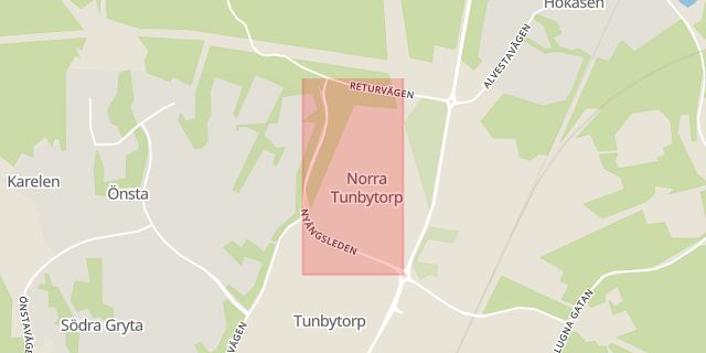 Karta som med röd fyrkant ramar in Nyängsleden, Västerås, Västmanlands län