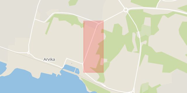 Karta som med röd fyrkant ramar in Parkgatan, Arvika, Värmlands län