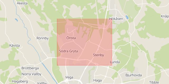 Karta som med röd fyrkant ramar in Gryta, Västerås, Västmanlands län