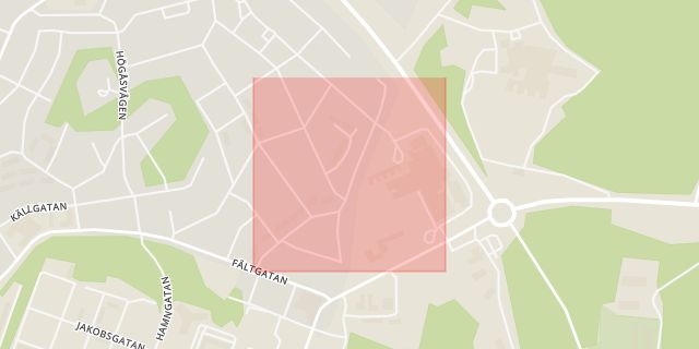 Karta som med röd fyrkant ramar in Taserudsgatan, Högåsen, Lärkvägen, Arvika, Värmlands län