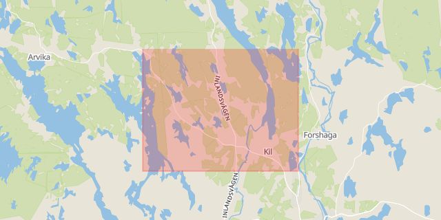 Karta som med röd fyrkant ramar in Värmland, Kils Kommun, Värmlands län
