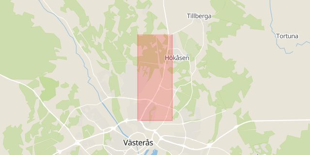 Karta som med röd fyrkant ramar in Bergslagsvägen, Västerås, Västmanlands län