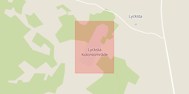 Karta som med röd fyrkant ramar in Lycksta, Tillberga, Västerås, Västmanlands län