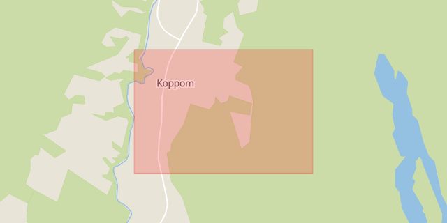 Karta som med röd fyrkant ramar in Koppom, Eda, Värmlands län