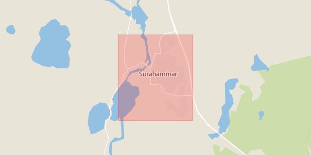 Karta som med röd fyrkant ramar in Surahammar, Hallstahammar, Västmanlands län