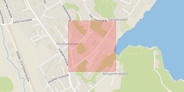 Karta som med röd fyrkant ramar in Knivsta Kommun, Kvallsta, Knivsta Kommunhus, Försäkringskassan, Sjögrens Väg, Knivsta, Uppsala län