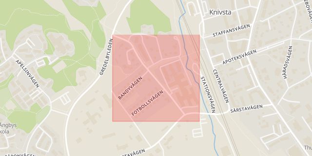 Karta som med röd fyrkant ramar in Knivsta Kommun, Ängby, Uppsala, Knivsta, Uppsala län