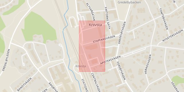 Karta som med röd fyrkant ramar in Knivsta Kommun, Gränby, Uppsala, Knivsta, Uppsala län