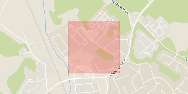 Karta som med röd fyrkant ramar in Högåsvägen, Lyckåsvägen, Valloxvägen, Uppsala, Kampen, Håkansson, Knivsta Kommun, Krusenberg, Knivsta, Uppsala län