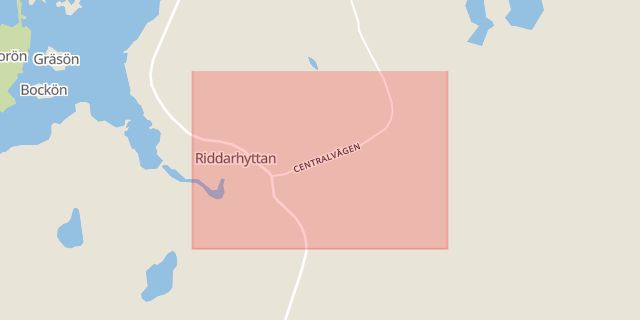 Karta som med röd fyrkant ramar in Riddarhyttan, Skinnskatteberg, Västmanlands län